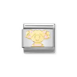 Nomination Classic Link Pink Girl Charm in Gold