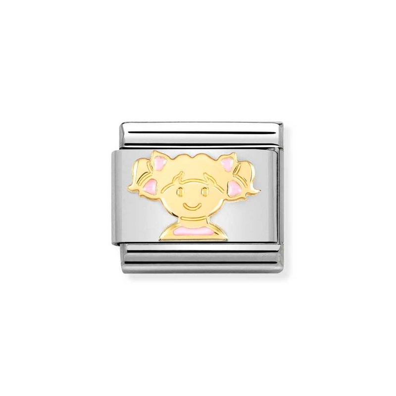 Nomination Classic Link Pink Girl Charm in Gold