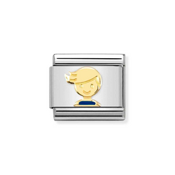 Nomination Classic Link Blue Boy Charm in Gold