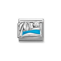 Nomination Classic Link Palm Beach and Ocean with CZ Charm in Silver