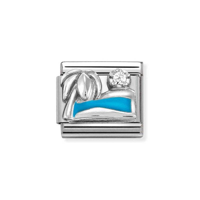 Nomination Classic Link Palm Beach and Ocean with CZ Charm in Silver