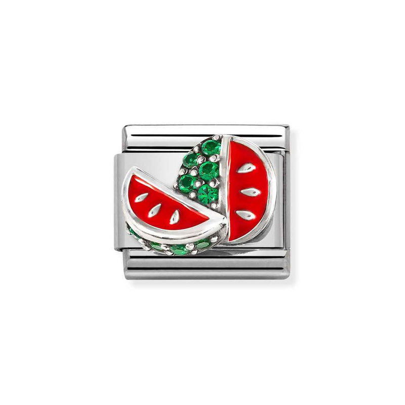 Nomination Classic Link Watermelon with CZ Charm in Silver