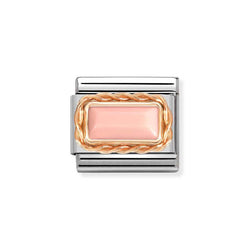 Nomination Classic Link Rich Set Baguette Pink Coral Charm in Rose Gold