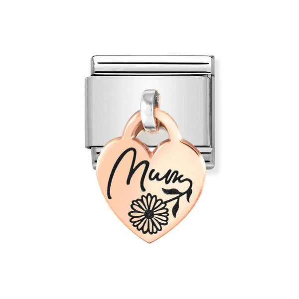 Nomination Classic Link Pendant Heart Mum Charm in Rose Gold