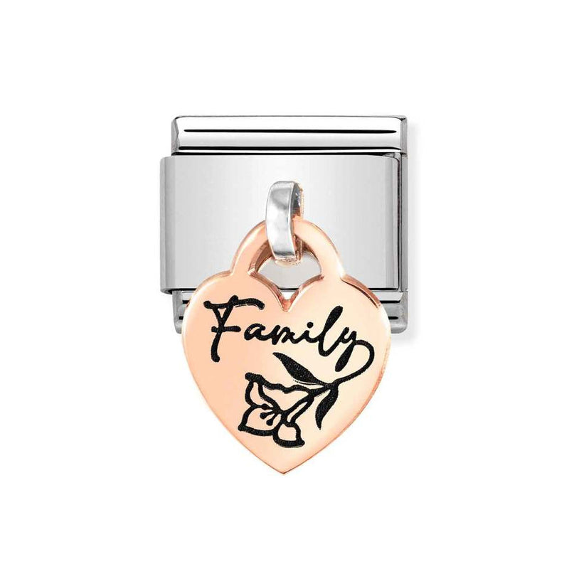 Nomination Classic Link Pendant Heart Family Charm in Rose Gold