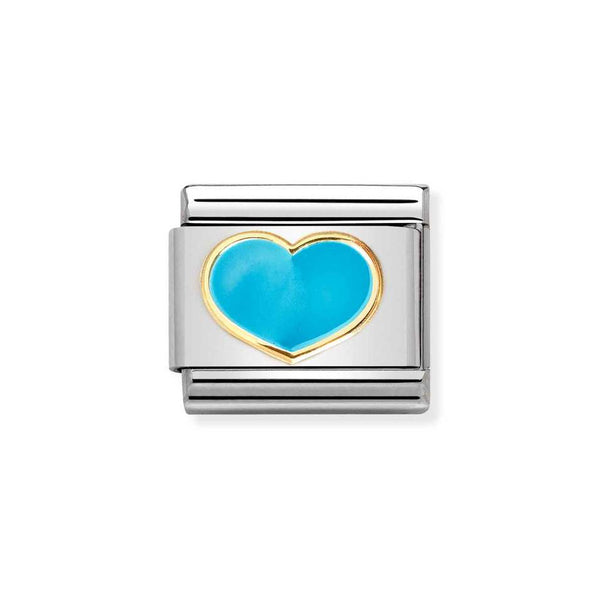 Nomination Classic Link Turquoise Heart Charm in Gold