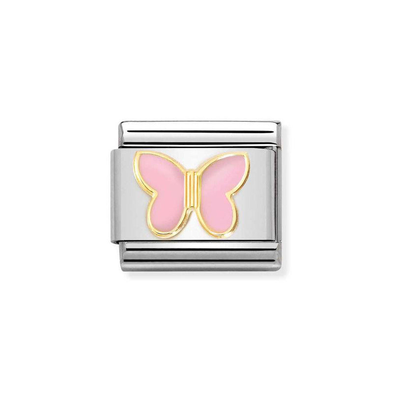 Nomination Classic Link Pink Butterfly Charm in Gold