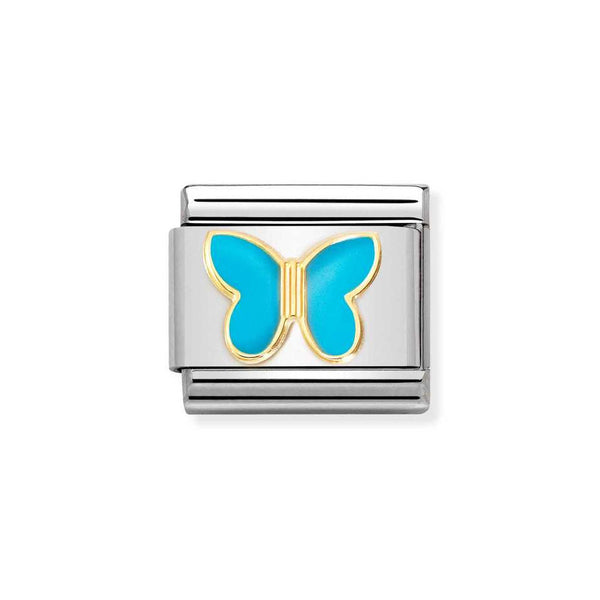 Nomination Classic Link Turquoise Butterfly Charm in Gold