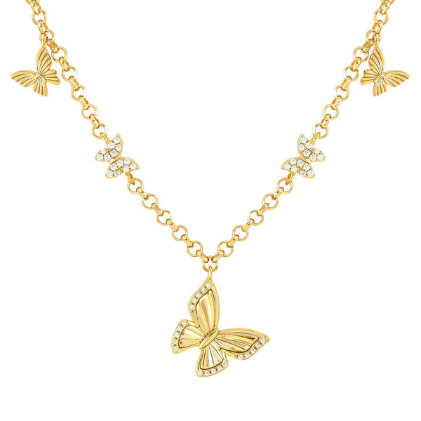 Nomination Truejoy Yellow Gold Butterfly Necklace with CZ