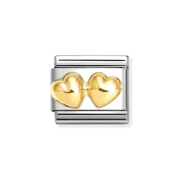 Nomination Classic Link Double Raised Heart Charm in Gold