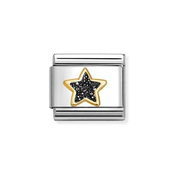 Nomination Classic Link Black Glitter Star Charm in Gold