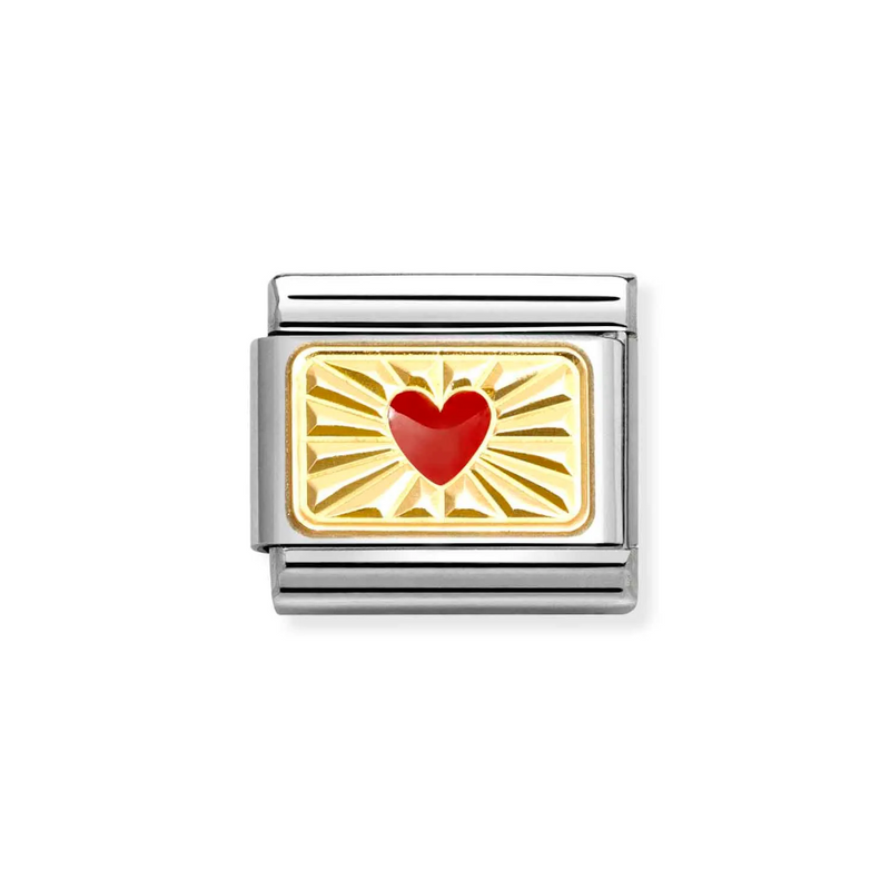 Nomination Classic Link Etched Red Heart Charm in Gold