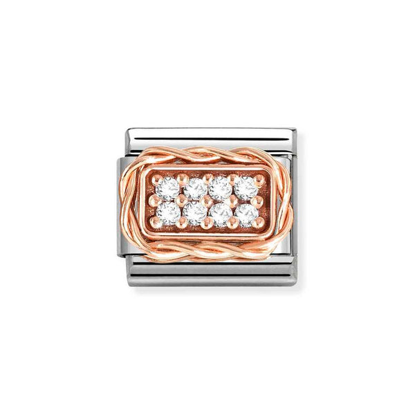 Nomination Classic Link Rich Pave White CZ Charm in Rose Gold