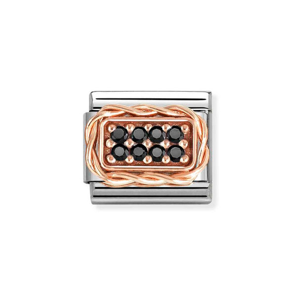 Nomination Classic Link Rich Pave Black CZ Charm in Rose Gold