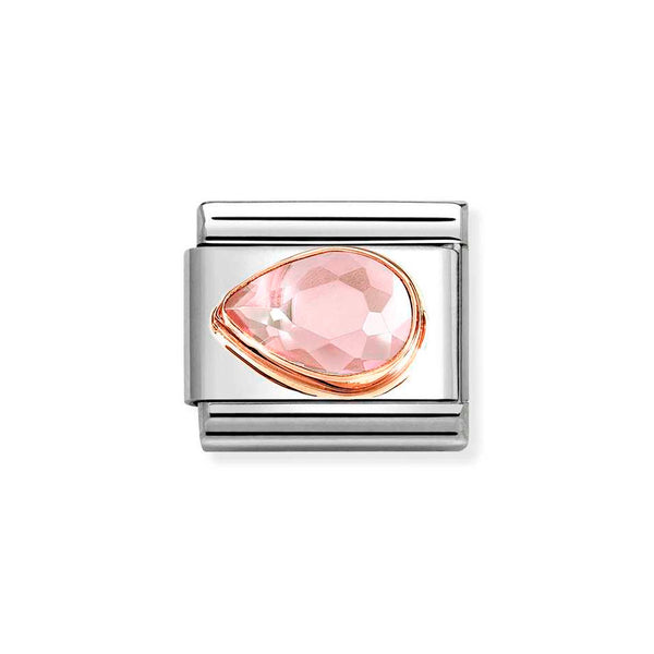 Nomination Classic Link Pear Cut Pink CZ Left Charm in Rose Gold