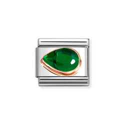 Nomination Classic Link Pear Cut Green CZ Left Charm in Rose Gold