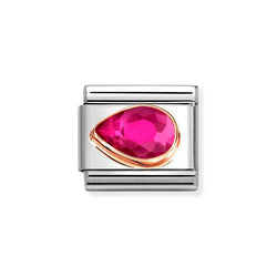 Nomination Classic Link Pear Cut Red CZ Left Charm in Rose Gold