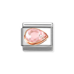 Nomination Classic Link Pear Cut Pink CZ Right Charm in Rose Gold