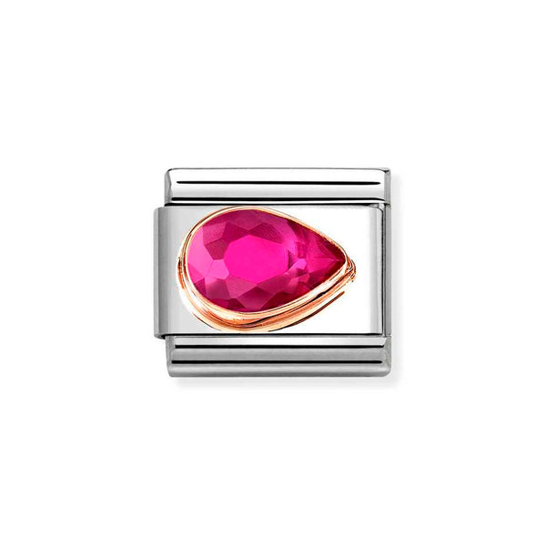 Nomination Classic Link Pear Cut Red CZ Right Charm in Rose Gold