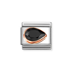 Nomination Classic Link Pear Cut Black CZ Right Charm in Rose Gold