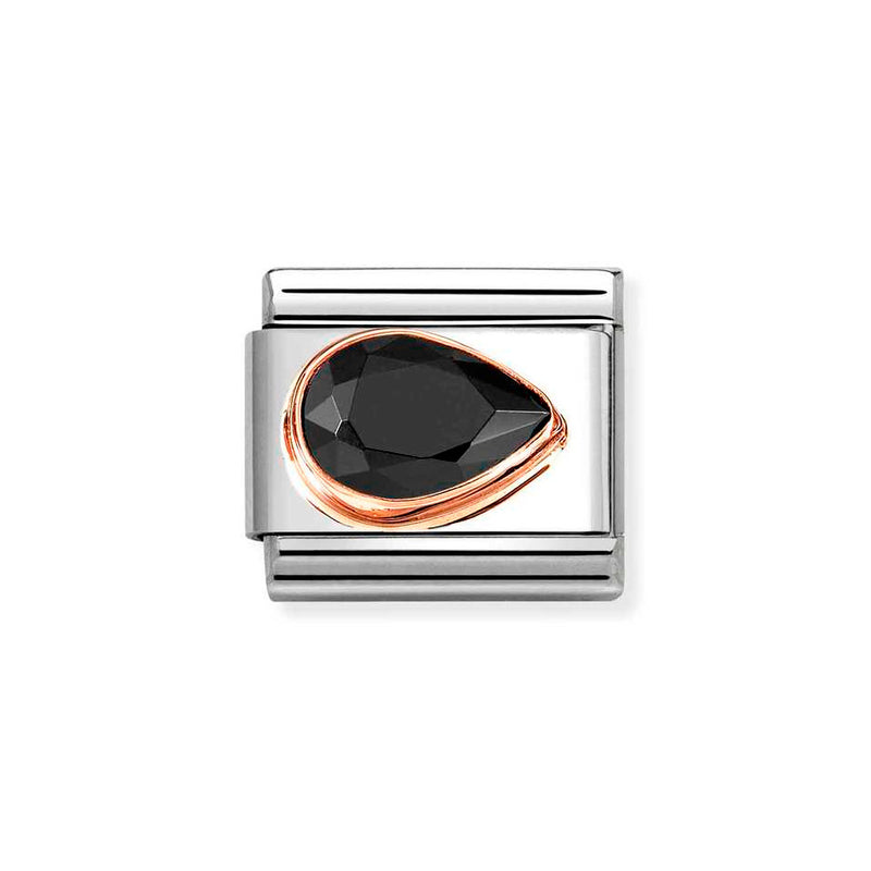 Nomination Classic Link Pear Cut Black CZ Right Charm in Rose Gold