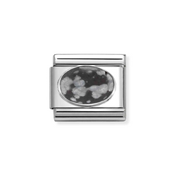 Nomination Classic Obsidian Stone Charm in Silver