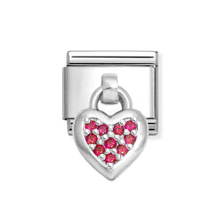 Nomination Classic Link Pendant Red CZ Heart Charm in Silver