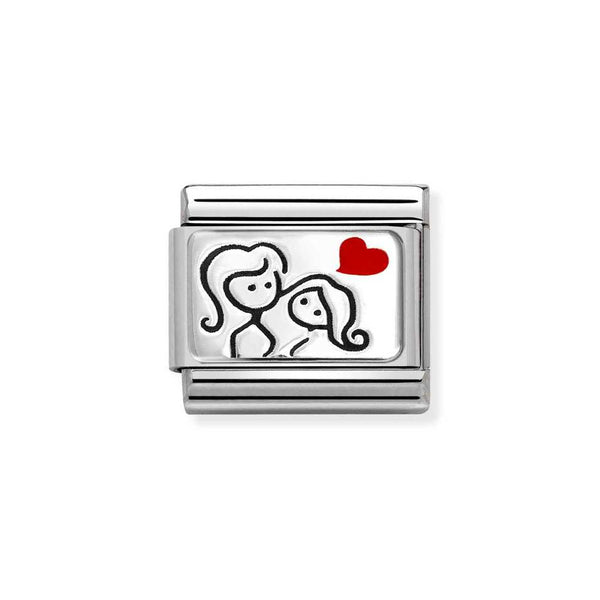 Nomination Classic Two Women Heart Charm in Silver