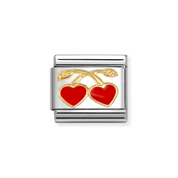 Nomination Classic Link Heart Cherries Charm in Gold