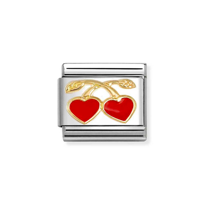 Nomination Classic Link Heart Cherries Charm in Gold