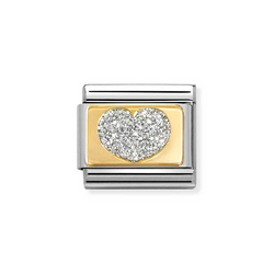 Nomination Classic Link Gold Glitter Silver Heart Charm