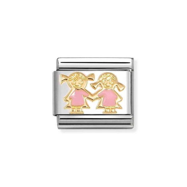 Nomination Classic Link Pink Sisters Charm in Gold