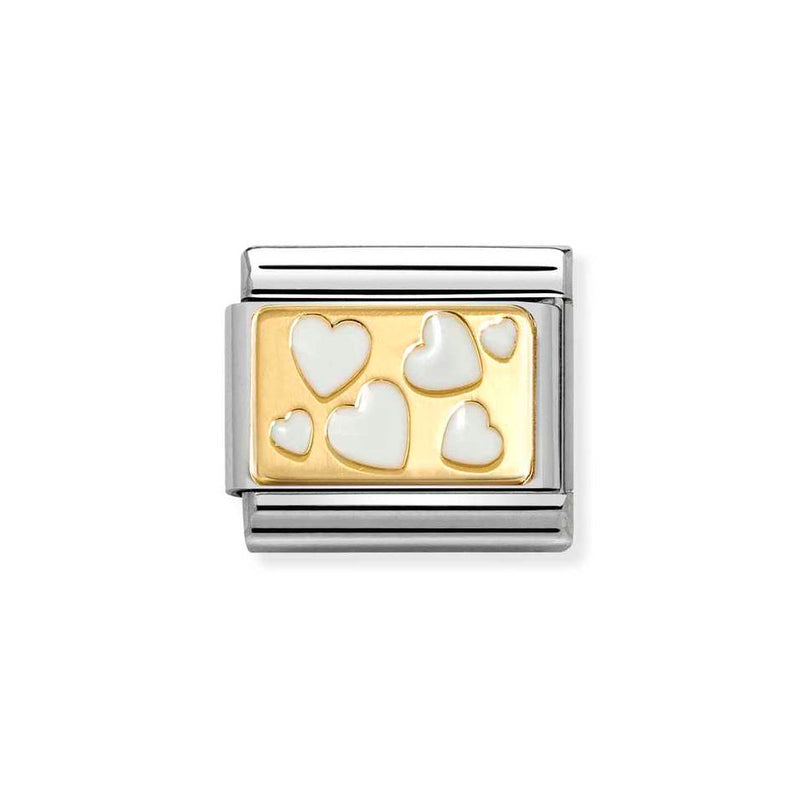 Nomination Classic Link White Scattered Hearts Charm in Gold