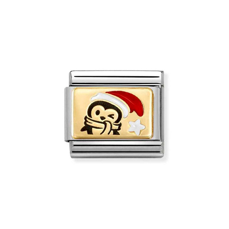 Nomination Classic Link Penguin with Red Hat Charm in Gold