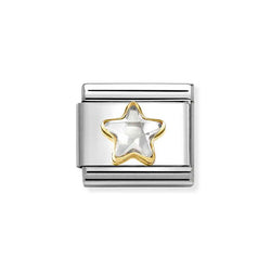 Nomination Classic Link White Faceted CZ Star Charm in Gold