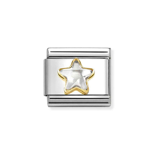 Nomination Classic Link White Faceted CZ Star Charm in Gold