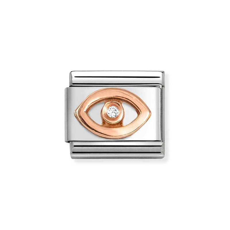 Nomination Classic Link Eye with White CZ Charm in Rose Gold