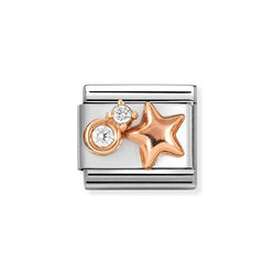 Nomination Classic Link Rounded Star with White CZ Charm in Rose Gold