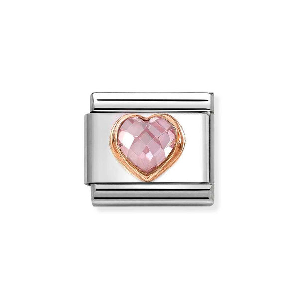 Nomination Classic Link Heart Cut Pink CZ Charm in Rose Gold