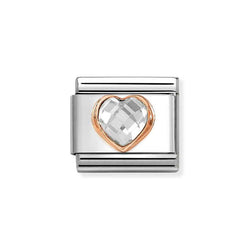 Nomination Classic Link Heart Cut White CZ Charm in Rose Gold