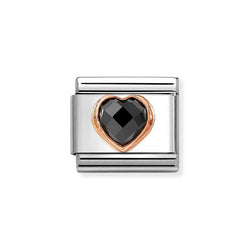 Nomination Classic Link Heart Cut Black CZ Charm in Rose Gold