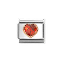 Nomination Classic Link Heart Cut Red CZ Charm in Rose Gold