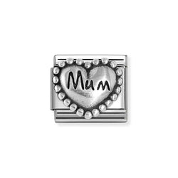 Nomination Classic Link Heart with Dots Mum Charm in Silver