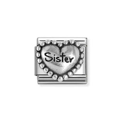 Nomination Classic Link Heart with Dots Sister Charm in Silver