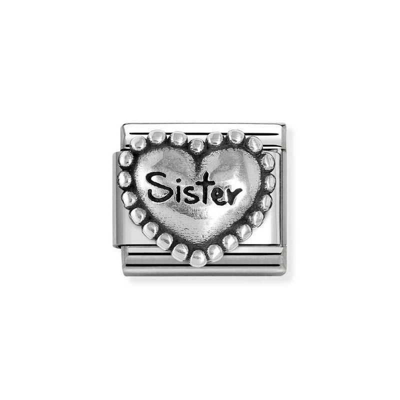 Nomination Classic Link Heart with Dots Sister Charm in Silver