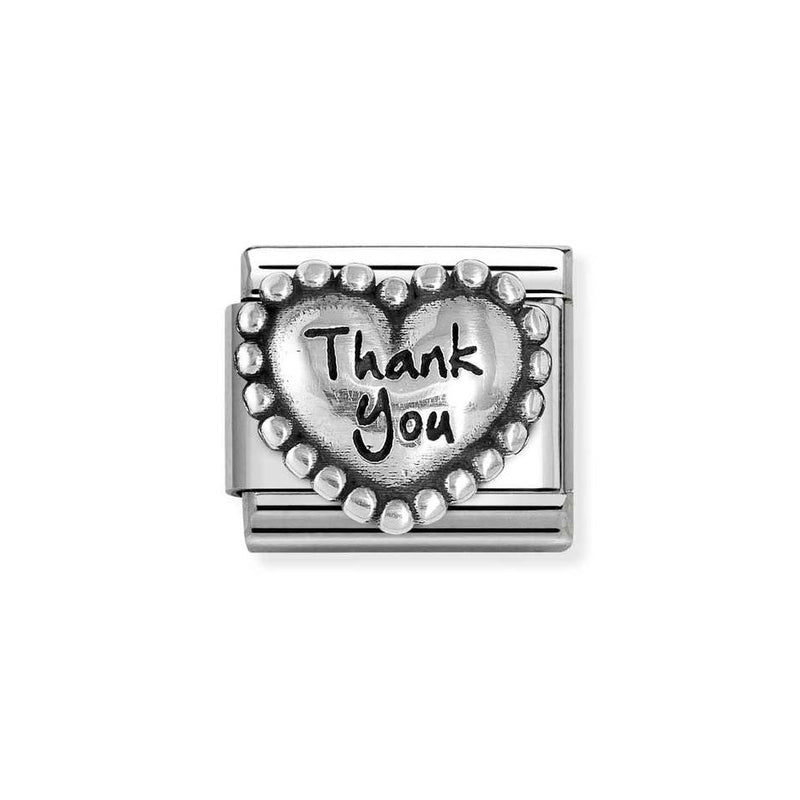 Nomination Classic Link Thank You Heart Charm in Silver