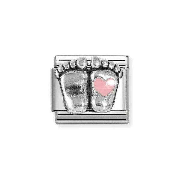 Nomination Classic Link Pink Rounded Feet Charm in Silver