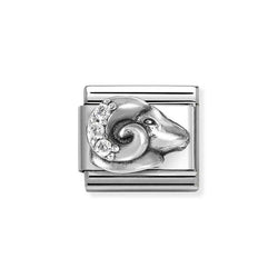 Nomination Classic Link Zodiac Aries with CZ Charm in Silver