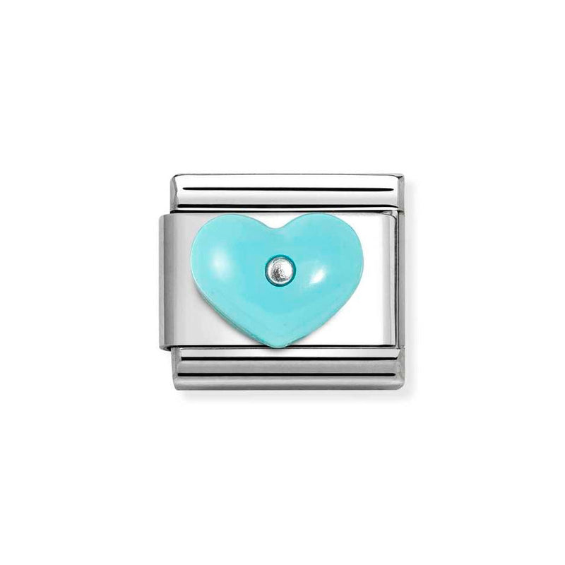 Nomination Classic Link Turquoise Resin Heart Charm in Silver