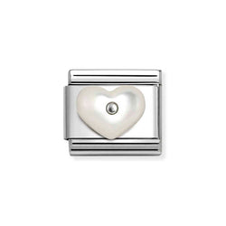 Nomination Classic Link Mother of Pearl Heart Charm in Silver